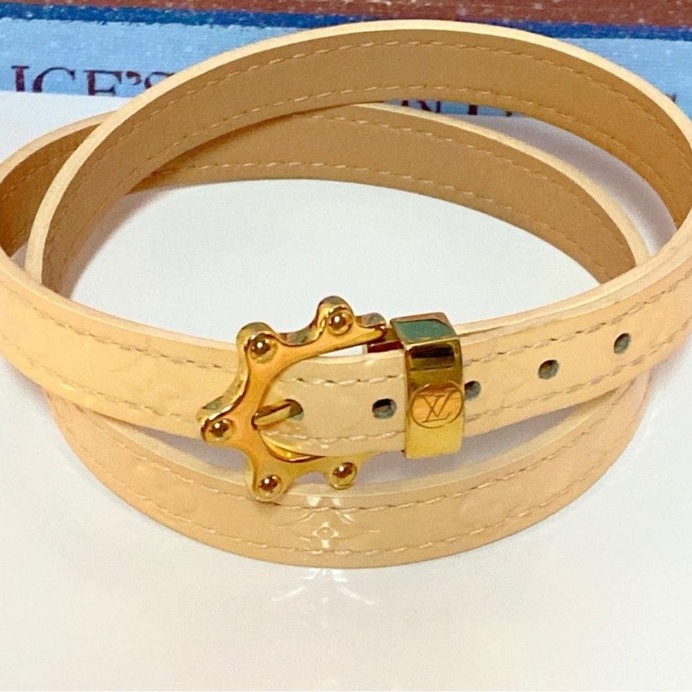 Louis Vuitton Beige Leather Wrap Bracelet